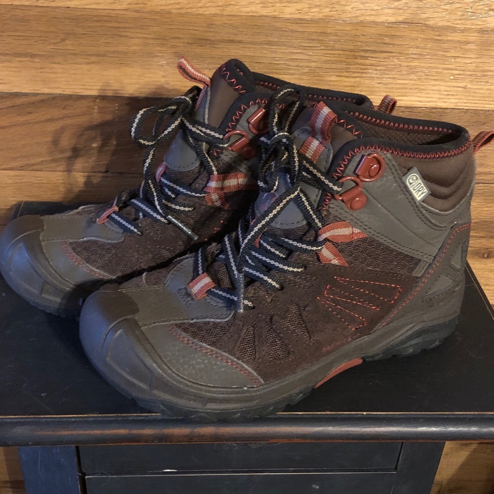 Merrell Capra Mid Brown with orange Kids' Hiking Boots Leather upper
